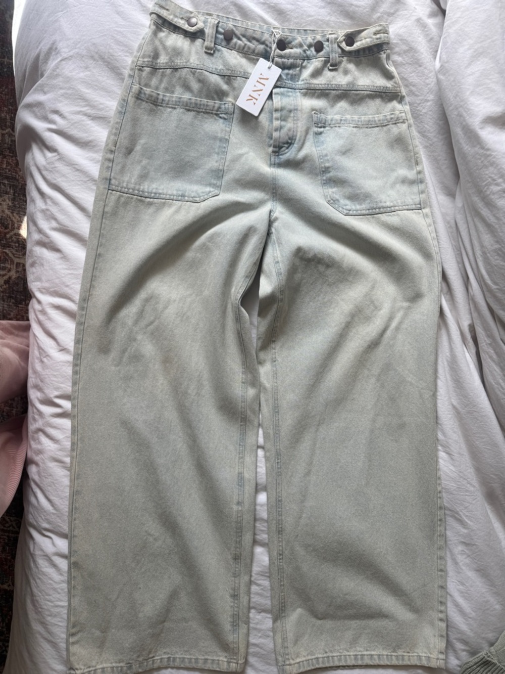 Free People Pale Mint Wide Leg Jeans